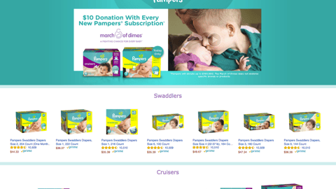 Pampers Amazon Donation Landing Page